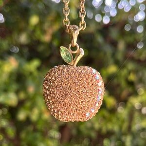 Zirconia Apple Faux Locket Necklace